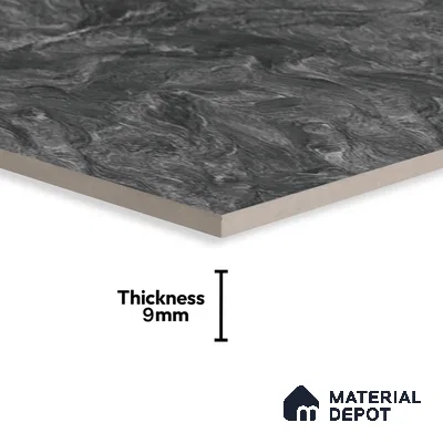 Marble Wall & Floor Tile TL 05310 F Aurelio Matrix Dark 4 ft x 2 ft Vitrified High Gloss Finish - 9 mm | Suitable for Living Room, Bedroom, Feature / Accent Walls & Highlighter Wall (Sample)