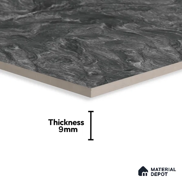 Marble Wall & Floor Tile TL 05310 F Aurelio Matrix Dark 4 ft x 2 ft Vitrified High Gloss Finish - 9 mm | Suitable for Living Room, Bedroom, Feature / Accent Walls & Highlighter Wall (Sample)