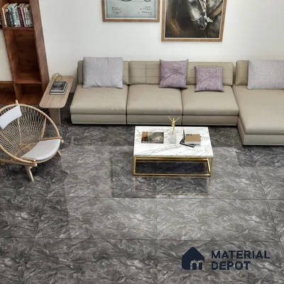 Marble Wall & Floor Tile TL 05310 F Aurelio Matrix Dark 4 ft x 2 ft Vitrified High Gloss Finish - 9 mm | Suitable for Living Room, Bedroom, Feature / Accent Walls & Highlighter Wall (Sample)