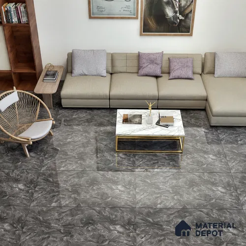 Marble Wall & Floor Tile TL 05310 F Aurelio Matrix Dark 4 ft x 2 ft Vitrified High Gloss Finish - 9 mm | Suitable for Living Room, Bedroom, Feature / Accent Walls & Highlighter Wall