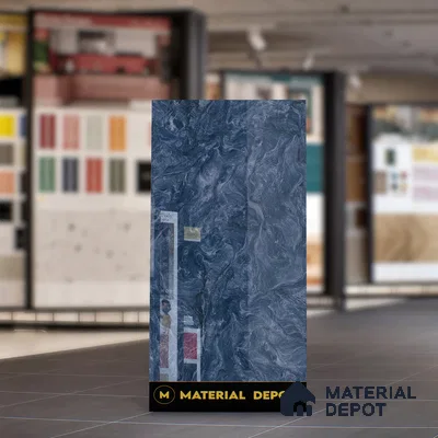 Marble Wall & Floor Tile TL 05310 Aurelio Matrix Blue 4 ft x 2 ft Vitrified High Gloss Finish - 9 mm | Suitable for Living Room, Bedroom, Feature / Accent Walls & Highlighter Wall
