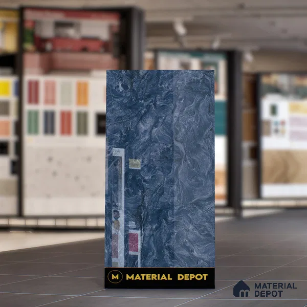 Marble Wall & Floor Tile TL 05310 Aurelio Matrix Blue 4 ft x 2 ft Vitrified High Gloss Finish - 9 mm | Suitable for Living Room, Bedroom, Feature / Accent Walls & Highlighter Wall