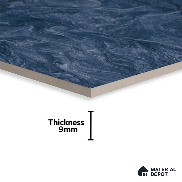 Marble Wall & Floor Tile TL 05310 Aurelio Matrix Blue 4 ft x 2 ft Vitrified High Gloss Finish - 9 mm | Suitable for Living Room, Bedroom, Feature / Accent Walls & Highlighter Wall