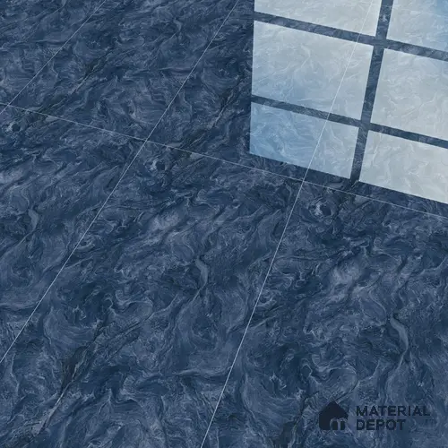 Marble Wall & Floor Tile TL 05310 Aurelio Matrix Blue 4 ft x 2 ft Vitrified High Gloss Finish - 9 mm | Suitable for Living Room, Bedroom, Feature / Accent Walls & Highlighter Wall