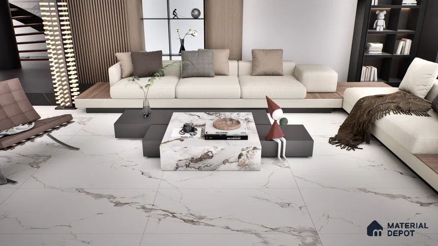 Marble Wall & Floor Tile TL 06213 Glorix Rose Quartz 4 ft x 2 ft Vitrified Matte Finish - 9 mm (Random Design 4) | Suitable for Living Room, Bedroom, Bathroom & Kitchen