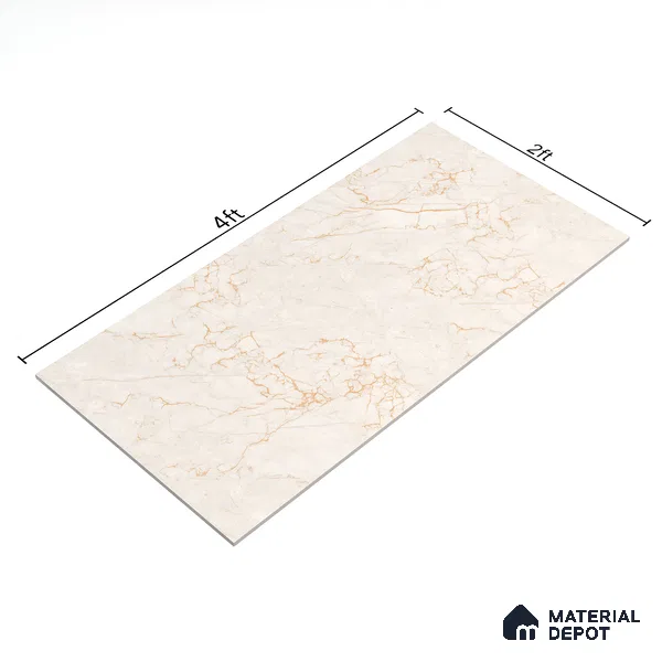 Marble Wall & Floor Tile TL 06212 Glorix Sandstorm 4 ft x 2 ft Vitrified Matte Finish - 9 mm (Random Design 4) | Suitable for Living Room, Bedroom, Bathroom & Kitchen (Sample)