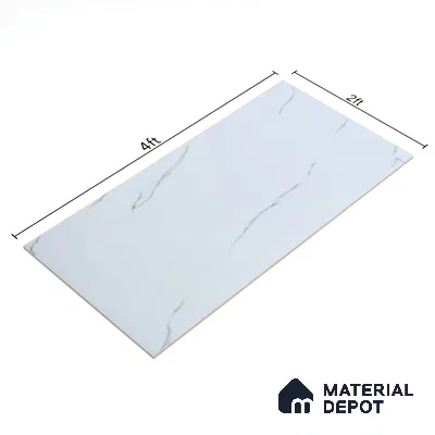 Budget Friendly Marble Wall & Floor Tile Value for Money TL 06309 White Stone Chic 4 ft x 2 ft - Vitrified Glossy Finish -9 mm | Suitable for Living Room, Bedroom & Bathroom