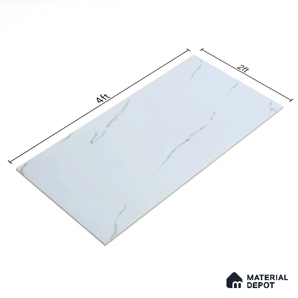 Budget Friendly Marble Wall & Floor Tile Value for Money TL 06309 White Stone Chic 4 ft x 2 ft - Vitrified Glossy Finish -9 mm | Suitable for Living Room, Bedroom & Bathroom