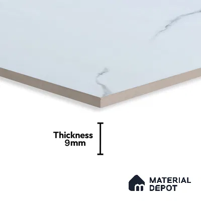 Budget Friendly Marble Wall & Floor Tile Value for Money TL 06309 White Stone Chic 4 ft x 2 ft - Vitrified Glossy Finish -9 mm | Suitable for Living Room, Bedroom & Bathroom