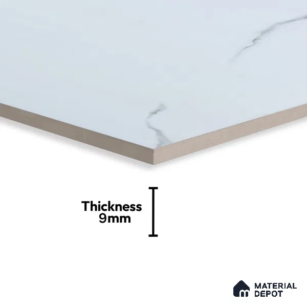 Budget Friendly Marble Wall & Floor Tile Value for Money TL 06309 White Stone Chic 4 ft x 2 ft - Vitrified Glossy Finish -9 mm | Suitable for Living Room, Bedroom & Bathroom