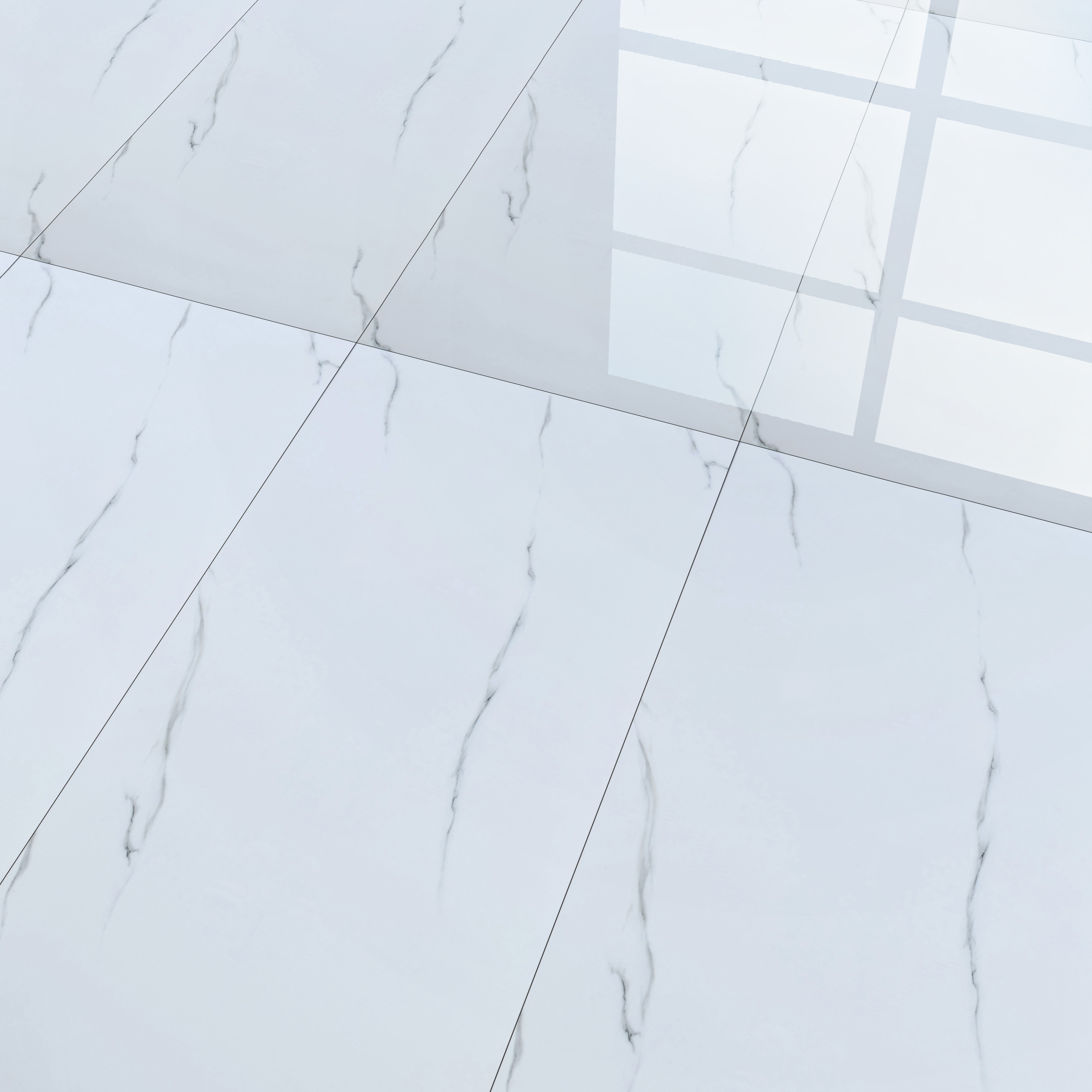 Budget Friendly Marble Wall & Floor Tile Value for Money TL 06309 White Stone Chic 4 ft x 2 ft - Vitrified Glossy Finish -9 mm | Suitable for Living Room, Bedroom & Bathroom