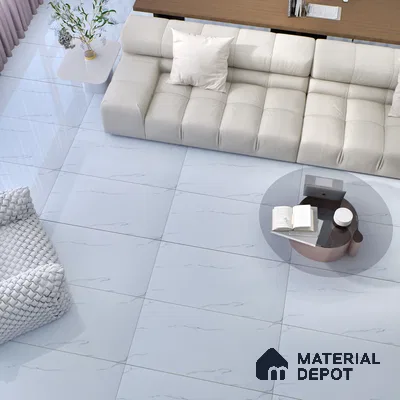 Budget Friendly Marble Wall & Floor Tile Value for Money TL 06309 White Stone Chic 4 ft x 2 ft - Vitrified Glossy Finish -9 mm | Suitable for Living Room, Bedroom & Bathroom