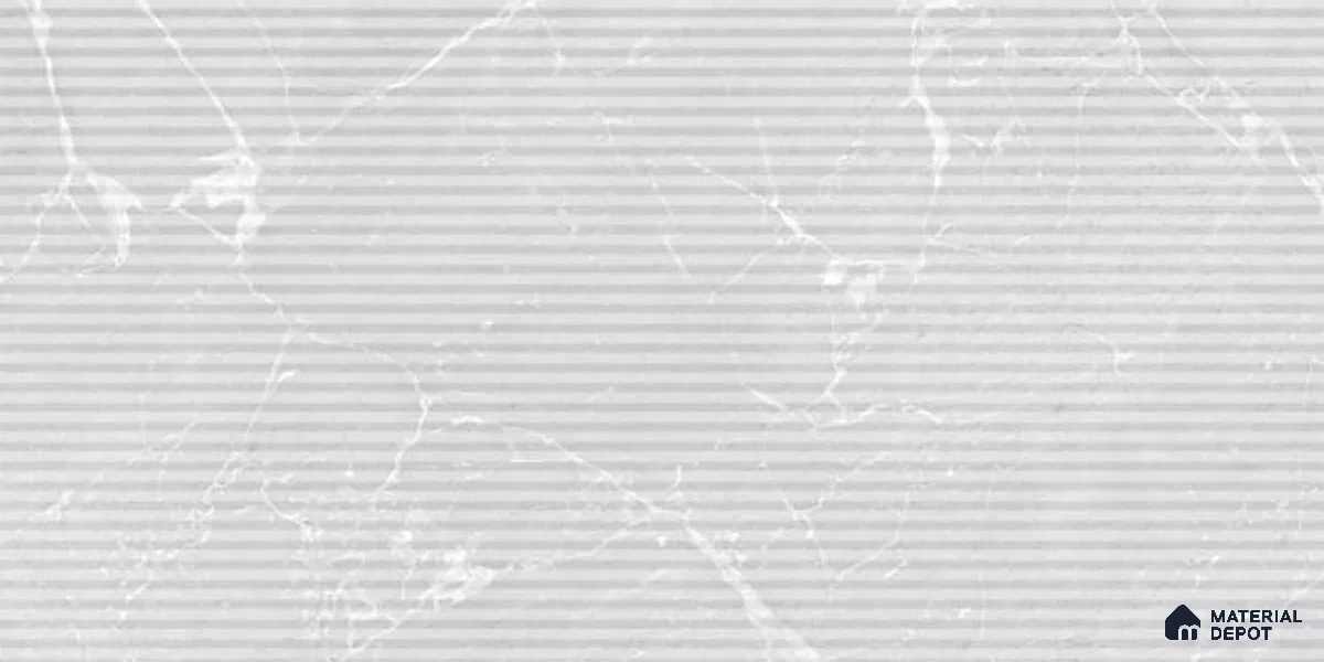 Marble Wall Tile TL 06781 B Terra Mirage HL1 2 ft x 1 ft Light Grey Ceramic Glossy Finish Highlighter Tile - 9 mm | Ideal for Living Room, Bathroom, Kitchen