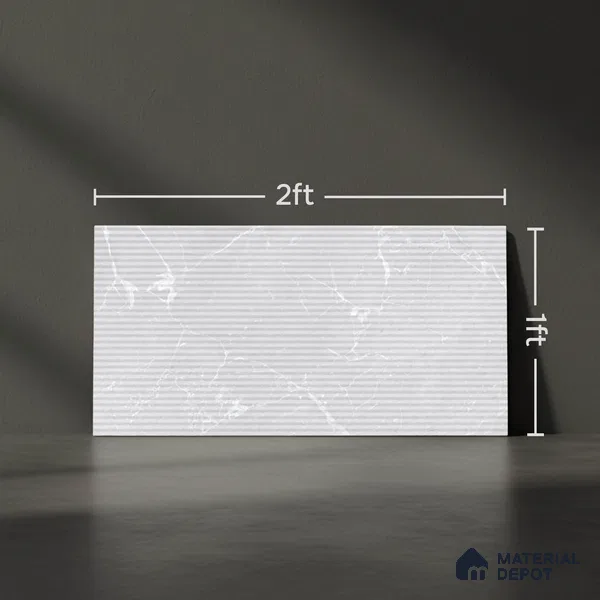 Marble Wall Tile TL 06781 B Terra Mirage HL1 2 ft x 1 ft Light Grey Ceramic Glossy Finish Highlighter Tile - 9 mm | Ideal for Living Room, Bathroom, Kitchen