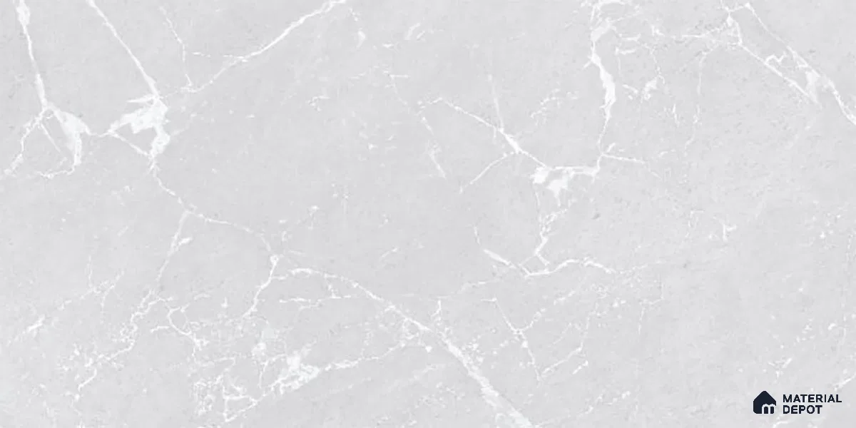 Marble Wall Tile TL 06781 C Terra Mirage Light 2 ft x 1 ft Light Grey Ceramic Glossy Finish Plain Tile - 9 mm | Ideal for Living Room, Bathroom, Kitchen