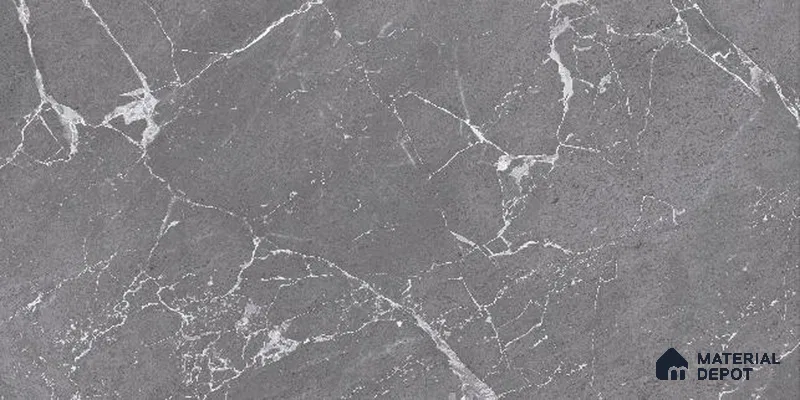 Marble Wall Tile TL 06781 D Terra Mirage Dusk 2 ft x 1 ft Dark Grey Ceramic Glossy Finish Plain Tile - 9 mm | Ideal for Living Room, Bathroom, Kitchen
