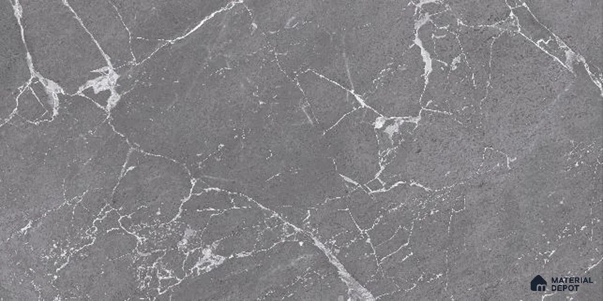 Marble Wall Tile TL 06781 D Terra Mirage Dusk 2 ft x 1 ft Dark Grey Ceramic Glossy Finish Plain Tile - 9 mm | Ideal for Living Room, Bathroom, Kitchen