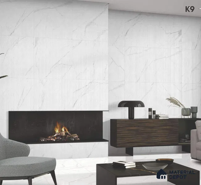Marble Look Floor & Wall Tile TL 06152 Bellatrix 2 ft x 2 ft Sinker Finish Vitrified Tile - 9 mm | Suitable For Living Room, Dining, Bathroom & Kitchen | Please Expect a Slight Variation of Pattern