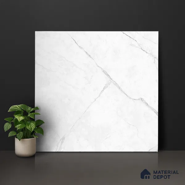 Marble Look Floor & Wall Tile TL 06152 Bellatrix 2 ft x 2 ft Sinker Finish Vitrified Tile - 9 mm | Suitable For Living Room, Dining, Bathroom & Kitchen | Please Expect a Slight Variation of Pattern