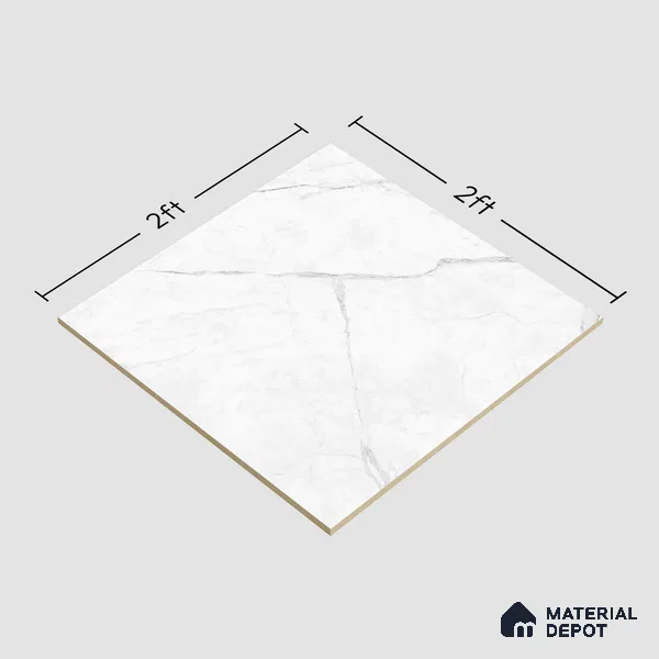 Marble Look Floor & Wall Tile TL 06152 Bellatrix 2 ft x 2 ft Sinker Finish Vitrified Tile - 9 mm | Suitable For Living Room, Dining, Bathroom & Kitchen | Please Expect a Slight Variation of Pattern