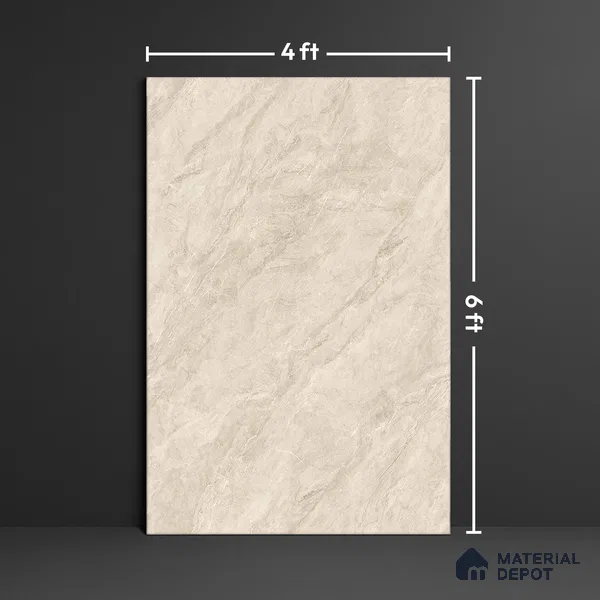 Marble Floor Tile TL 10445 Arena Dune Edl 6 ft x 4 ft Carving High Gloss Finish Vitrified Large Format Tile - 15 mm | Suitable for Living Room, Bedroom, Bathroom | Adhesive and Spacers Must be Used During Installation