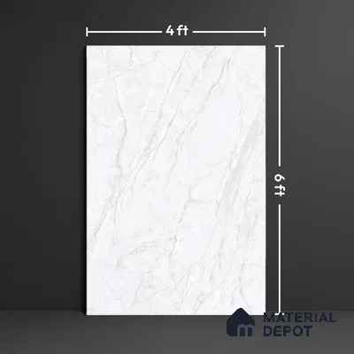 Marble Floor Tile TL 10443 Calacatta Oro 6 ft x 4 ft Carving High Gloss Finish Vitrified Large Format Tile - 15 mm | Suitable for Living Room, Bedroom, Bathroom | Adhesive and Spacers Must be Used During Installation
