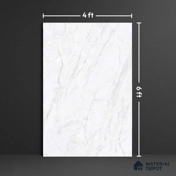 Marble Floor Tile TL 10443 Calacatta Oro 6 ft x 4 ft Carving High Gloss Finish Vitrified Large Format Tile - 15 mm | Suitable for Living Room, Bedroom, Bathroom | Adhesive and Spacers Must be Used During Installation