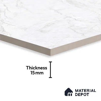 Marble Floor Tile TL 10443 Calacatta Oro 6 ft x 4 ft Carving High Gloss Finish Vitrified Large Format Tile - 15 mm | Suitable for Living Room, Bedroom, Bathroom | Adhesive and Spacers Must be Used During Installation