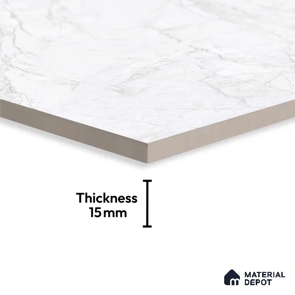 Marble Floor Tile TL 10443 Calacatta Oro 6 ft x 4 ft Carving High Gloss Finish Vitrified Large Format Tile - 15 mm | Suitable for Living Room, Bedroom, Bathroom | Adhesive and Spacers Must be Used During Installation