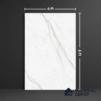 Marble Floor Tile TL 10444 Classic Carara Edl 6 ft x 4 ft Carving High Gloss Finish Vitrified Large Format Tile - 15 mm | Suitable for Living Room, Bedroom, Bathroom | Adhesive and Spacers Must be Used During Installation