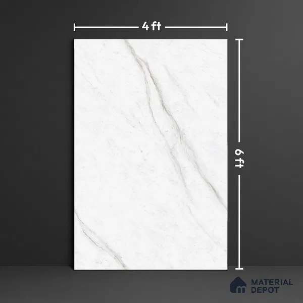 Marble Floor Tile TL 10444 Classic Carara Edl 6 ft x 4 ft Carving High Gloss Finish Vitrified Large Format Tile - 15 mm | Suitable for Living Room, Bedroom, Bathroom | Adhesive and Spacers Must be Used During Installation