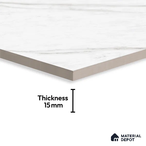 Marble Floor Tile TL 10444 Classic Carara Edl 6 ft x 4 ft Carving High Gloss Finish Vitrified Large Format Tile - 15 mm | Suitable for Living Room, Bedroom, Bathroom | Adhesive and Spacers Must be Used During Installation