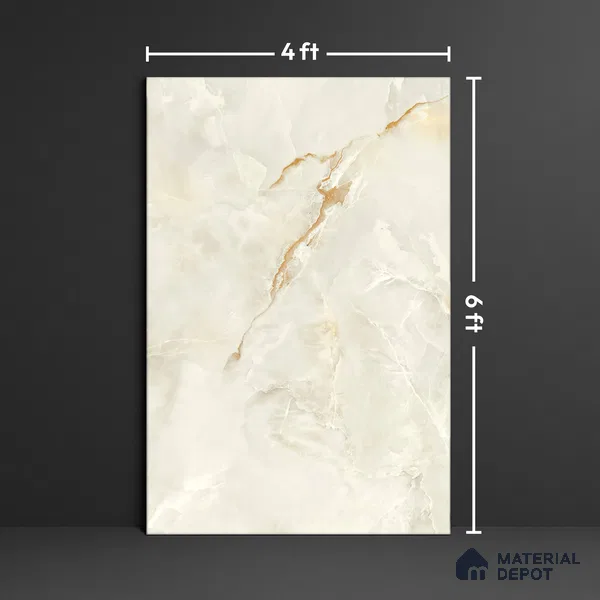 Marble Floor Tile TL 10447 Cloudy Onyx 6 ft x 4 ft Carving High Gloss Finish Vitrified Large Format Tile - 15 mm | Suitable for Living Room, Bedroom, Bathroom | Adhesive and Spacers Must be Used During Installation