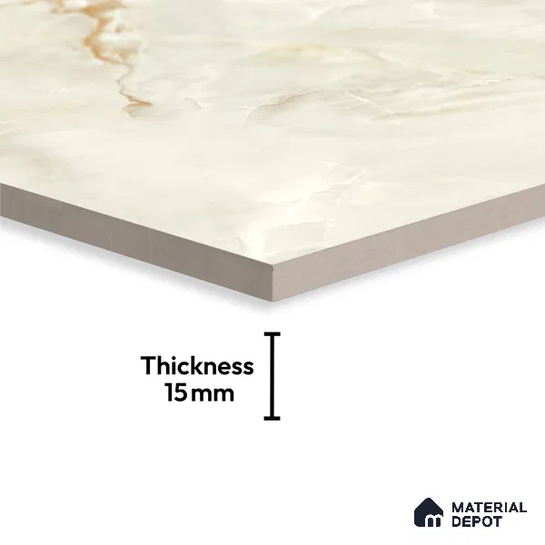 Marble Floor Tile TL 10447 Cloudy Onyx 6 ft x 4 ft Carving High Gloss Finish Vitrified Large Format Tile - 15 mm | Suitable for Living Room, Bedroom, Bathroom | Adhesive and Spacers Must be Used During Installation