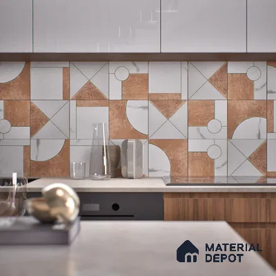 Marble Wall Handmade Tile TL 05871 B Copper Copper Marble 197 mm x 197 mm Vitrified - 9 mm | Random Mix Patterns | Suitable For Living Room, Bedroom, Kitchen
