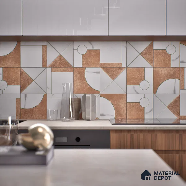 Marble Wall Handmade Tile TL 05871 B Copper Copper Marble 197 mm x 197 mm Vitrified - 9 mm | Random Mix Patterns | Suitable For Living Room, Bedroom, Kitchen