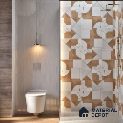 Marble Wall Handmade Tile TL 05871 B Copper Copper Marble 197 mm x 197 mm Vitrified - 9 mm | Random Mix Patterns | Suitable For Living Room, Bedroom, Kitchen