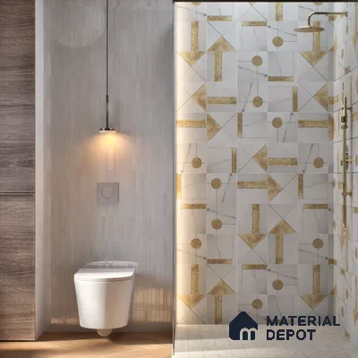 Marble Wall Handmade Tile TL 05871 Gold Golden Marble 197 mm x 197 mm Vitrified - 9 mm | Random Mix Patterns | Suitable For Living Room, Bedroom, Kitchen