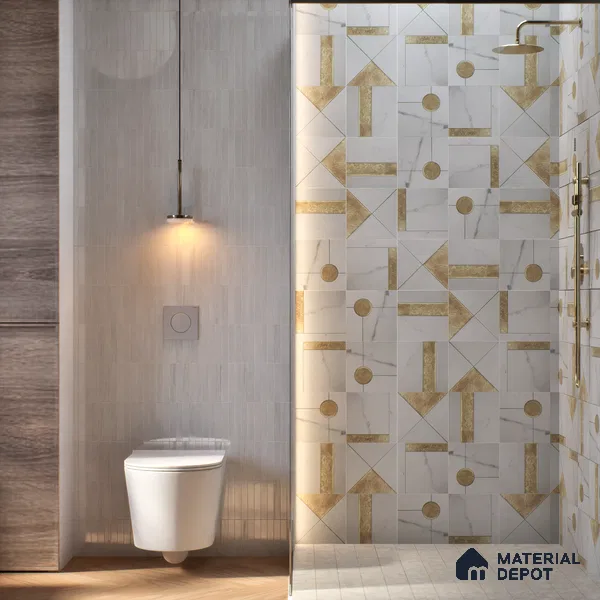Marble Wall Handmade Tile TL 05871 Gold Golden Marble 197 mm x 197 mm Vitrified - 9 mm | Random Mix Patterns | Suitable For Living Room, Bedroom, Kitchen