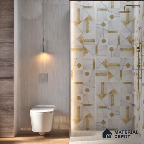 Marble Wall Handmade Tile TL 05871 Gold Golden Marble 197 mm x 197 mm Vitrified - 9 mm | Random Mix Patterns | Suitable For Living Room, Bedroom, Kitchen