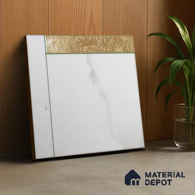 Marble Wall Handmade Tile TL 05871 Gold Golden Marble 197 mm x 197 mm Vitrified - 9 mm | Random Mix Patterns | Suitable For Living Room, Bedroom, Kitchen