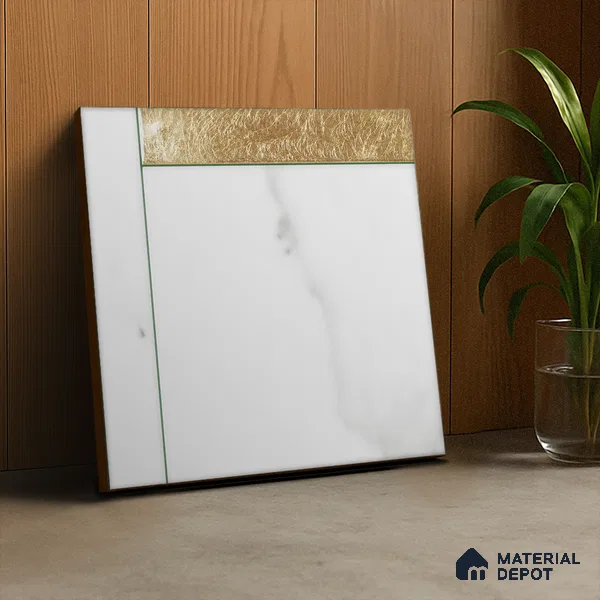 Marble Wall Handmade Tile TL 05871 Gold Golden Marble 197 mm x 197 mm Vitrified - 9 mm | Random Mix Patterns | Suitable For Living Room, Bedroom, Kitchen