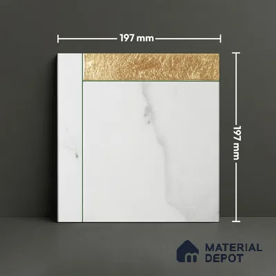 Marble Wall Handmade Tile TL 05871 Gold Golden Marble 197 mm x 197 mm Vitrified - 9 mm | Random Mix Patterns | Suitable For Living Room, Bedroom, Kitchen