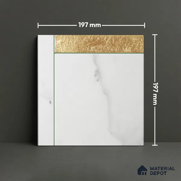 Marble Wall Handmade Tile TL 05871 Gold Golden Marble 197 mm x 197 mm Vitrified - 9 mm | Random Mix Patterns | Suitable For Living Room, Bedroom, Kitchen