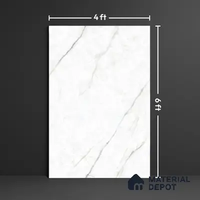 Marble Floor Tile TL 10446 Imperial White Edl 6 ft x 4 ft Carving High Gloss Finish Vitrified Large Format Tile - 15 mm | Suitable for Living Room, Bedroom, Bathroom | Adhesive and Spacers Must be Used During Installation