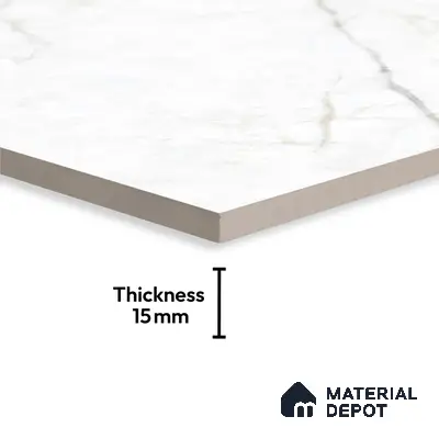 Marble Floor Tile TL 10446 Imperial White Edl 6 ft x 4 ft Carving High Gloss Finish Vitrified Large Format Tile - 15 mm | Suitable for Living Room, Bedroom, Bathroom | Adhesive and Spacers Must be Used During Installation