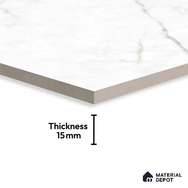 Marble Floor Tile TL 10446 Imperial White Edl 6 ft x 4 ft Carving High Gloss Finish Vitrified Large Format Tile - 15 mm | Suitable for Living Room, Bedroom, Bathroom | Adhesive and Spacers Must be Used During Installation
