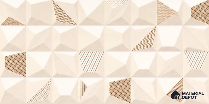 3D Wall Tile TL 05487 B Lustra Aura Sand Decor 2 ft x 1 ft Ceramic Satin Finish - 9 mm | Suitable for Bathroom, Kitchen