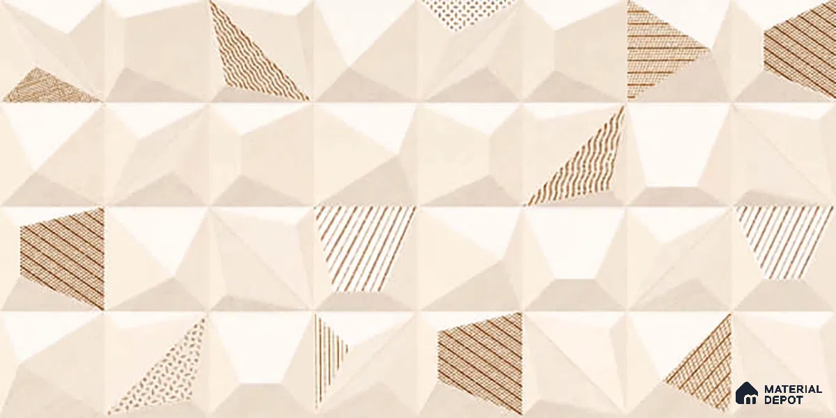 3D Wall Tile TL 05487 B Lustra Aura Sand Decor 2 ft x 1 ft Ceramic Satin Finish - 9 mm | Suitable for Bathroom, Kitchen