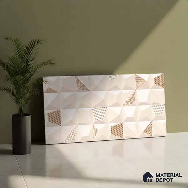3D Wall Tile TL 05487 B Lustra Aura Sand Decor 2 ft x 1 ft Ceramic Satin Finish - 9 mm | Suitable for Bathroom, Kitchen